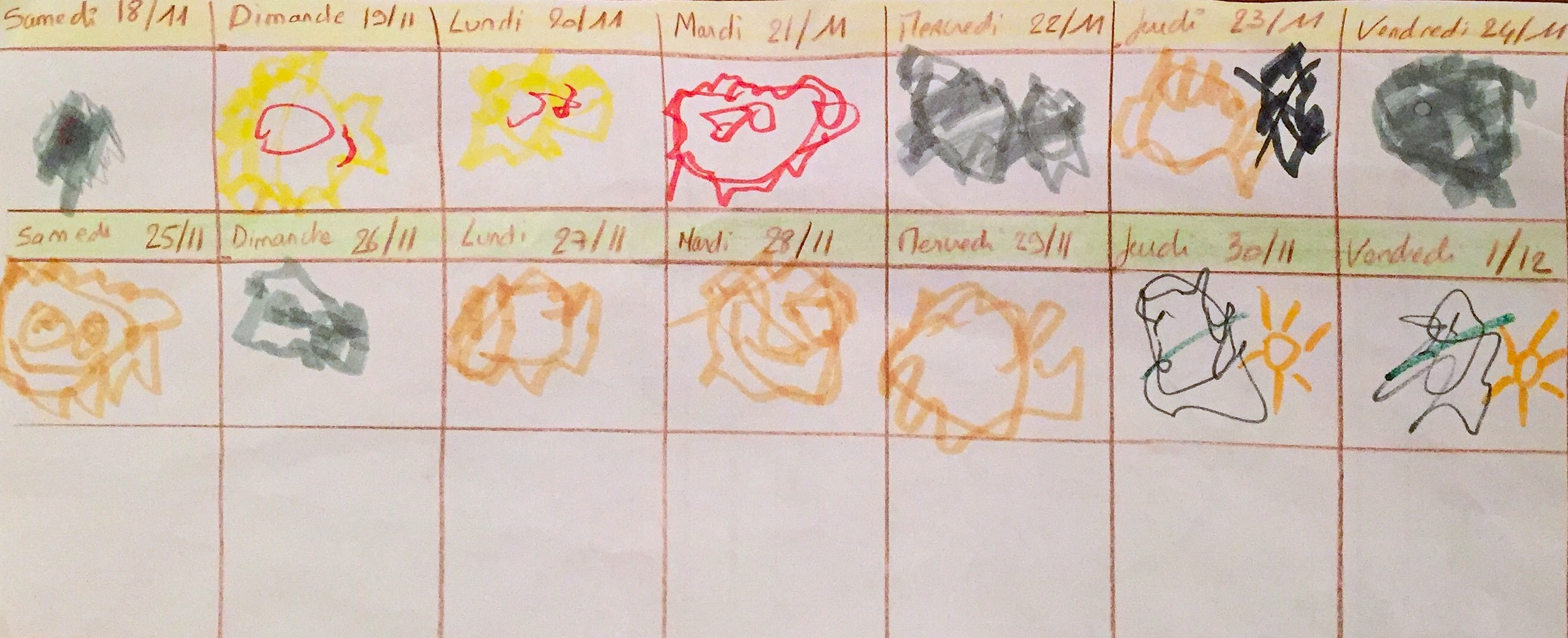 Calendrier pipi au lit